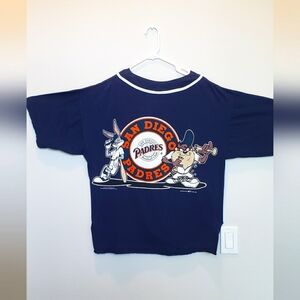 Vintage Looney Tunes San Diego Padres Jersey T-shirt Baseball Large Bugs Bunny